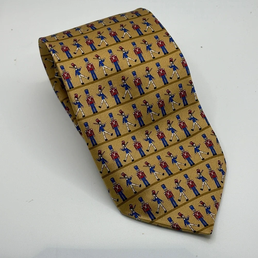 Tango Men's Silk Tie Gold Nutcracker‎ Soldier Pattern